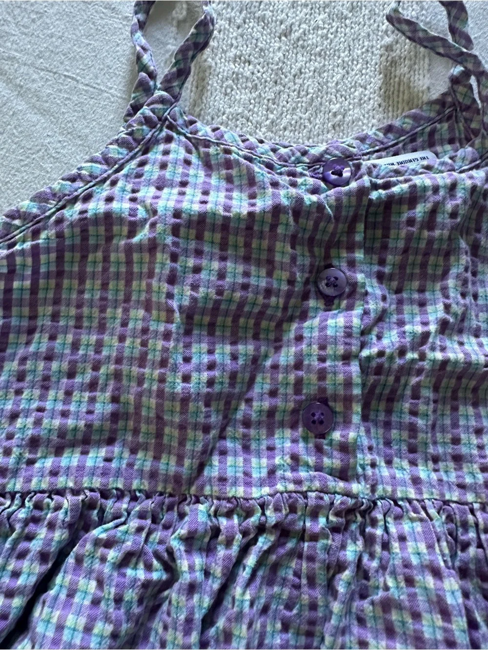 Vintage OshKosh B'gosh Purple Plaid Smocked Sundress